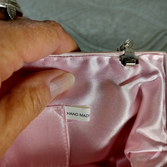 2/$30‎ Handmade Petal Pink Satin Womens Formal Womens Purse Handbag Whimsical - Picture 9 of 15